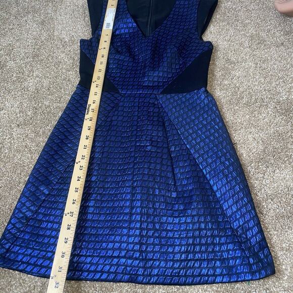 Tibi Quilted Lurex Jacquard Dress blue black SIze 2 Navy blue/black mermaid - Picture 5 of 12